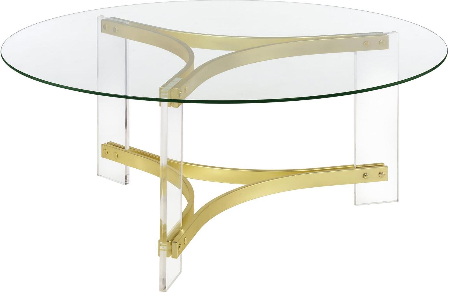 Janessa Round Glass Top Coffee Table with Acrylic Legs In Clear