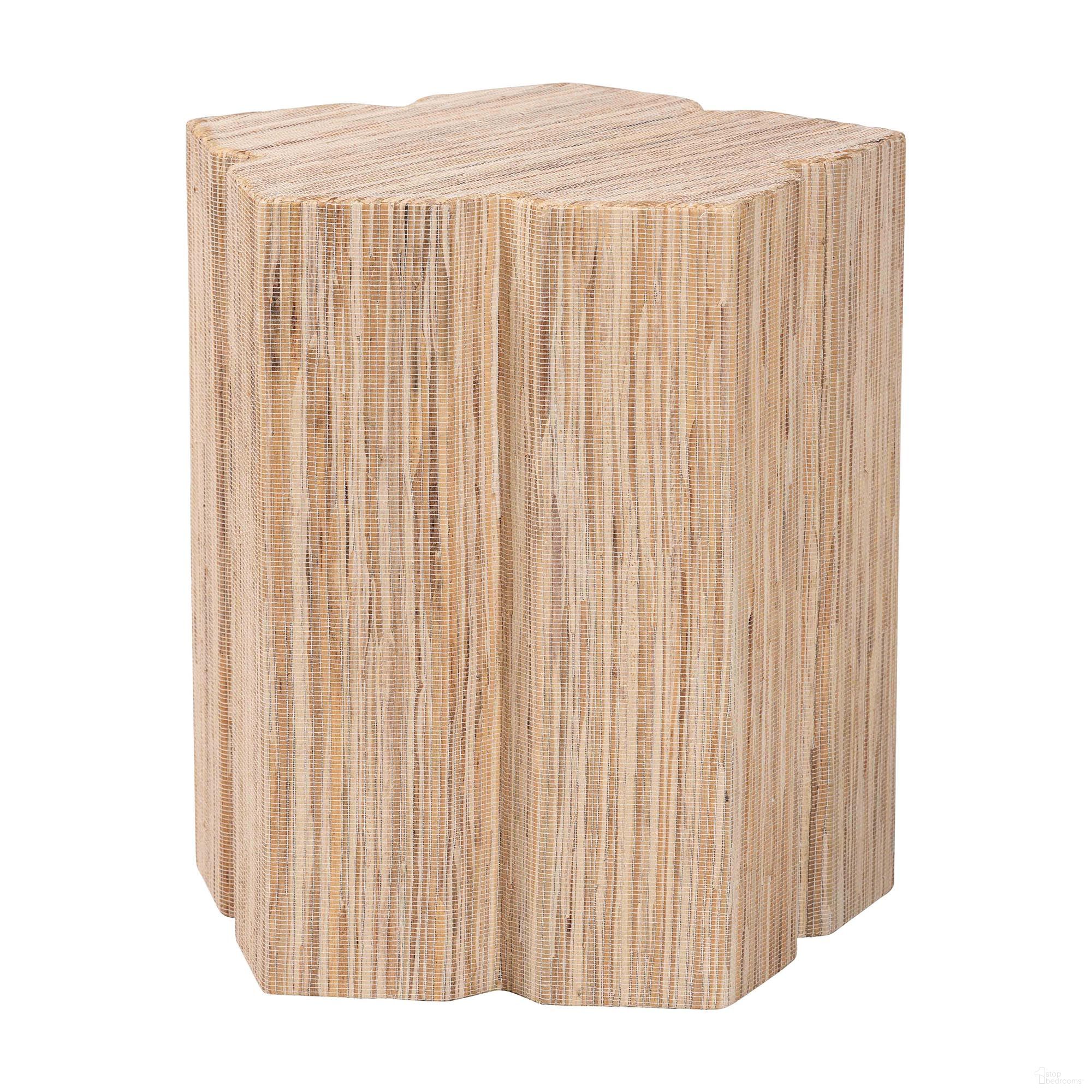 The appearance of Janeth Woven Grasscloth End Table In Natural designed by Baxton Studio in the bohemian interior design. This natural piece of furniture  was selected by 1StopBedrooms from Janeth Collection to add a touch of cosiness and style into your home. Sku: Natural Woven Grasscloth-Polygon-ET. Material: Water Hyacinth.