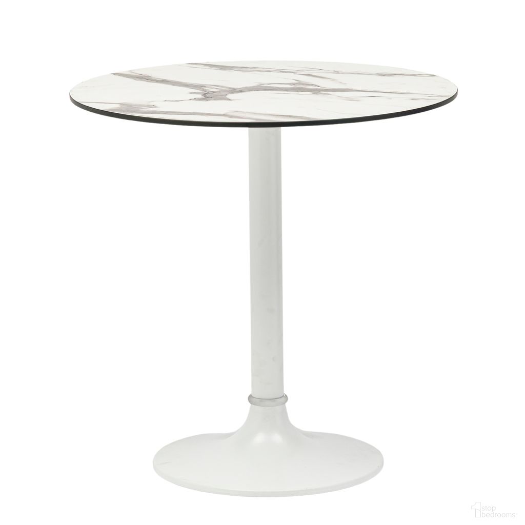 The appearance of Jannie 30 Inch Outdoor Bistro Table In White designed by Euro Style in the modern / contemporary interior design. This white piece of furniture was selected by 1StopBedrooms from Jannie Collection to add a touch of cosiness and style into your home. Sku: 90409WHT-A;90409WHT-B;90409WHT-C. Table Base Style: Pedestal. Table Top Shape: Round. Material: MDF. Size: 30".