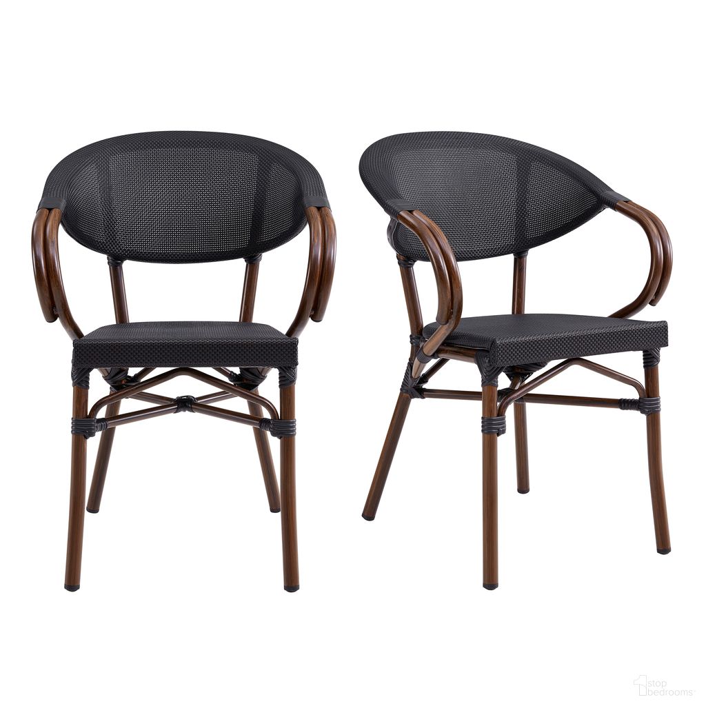 The appearance of Jannie Stackable Outdoor Armchair Set of 2 In Brown designed by Euro Style in the traditional interior design. This brown piece of furniture was selected by 1StopBedrooms from Jannie Collection to add a touch of cosiness and style into your home. Sku: 90392BLK. Material: Mesh.