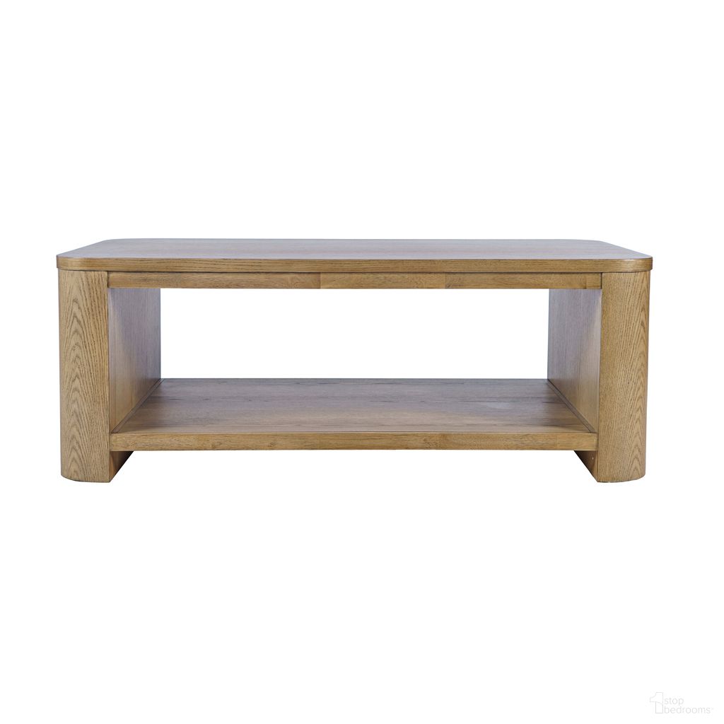 The appearance of Janzen 50 Inch Rolling Coffee Table with Open Storage Shelf In Cascade Oak and Brown designed by Jofran in the modern / contemporary interior design. This cascade oak/brown piece of furniture  was selected by 1StopBedrooms from Janzen Collection to add a touch of cosiness and style into your home. Sku: 2534-1. Material: Rubberwood.