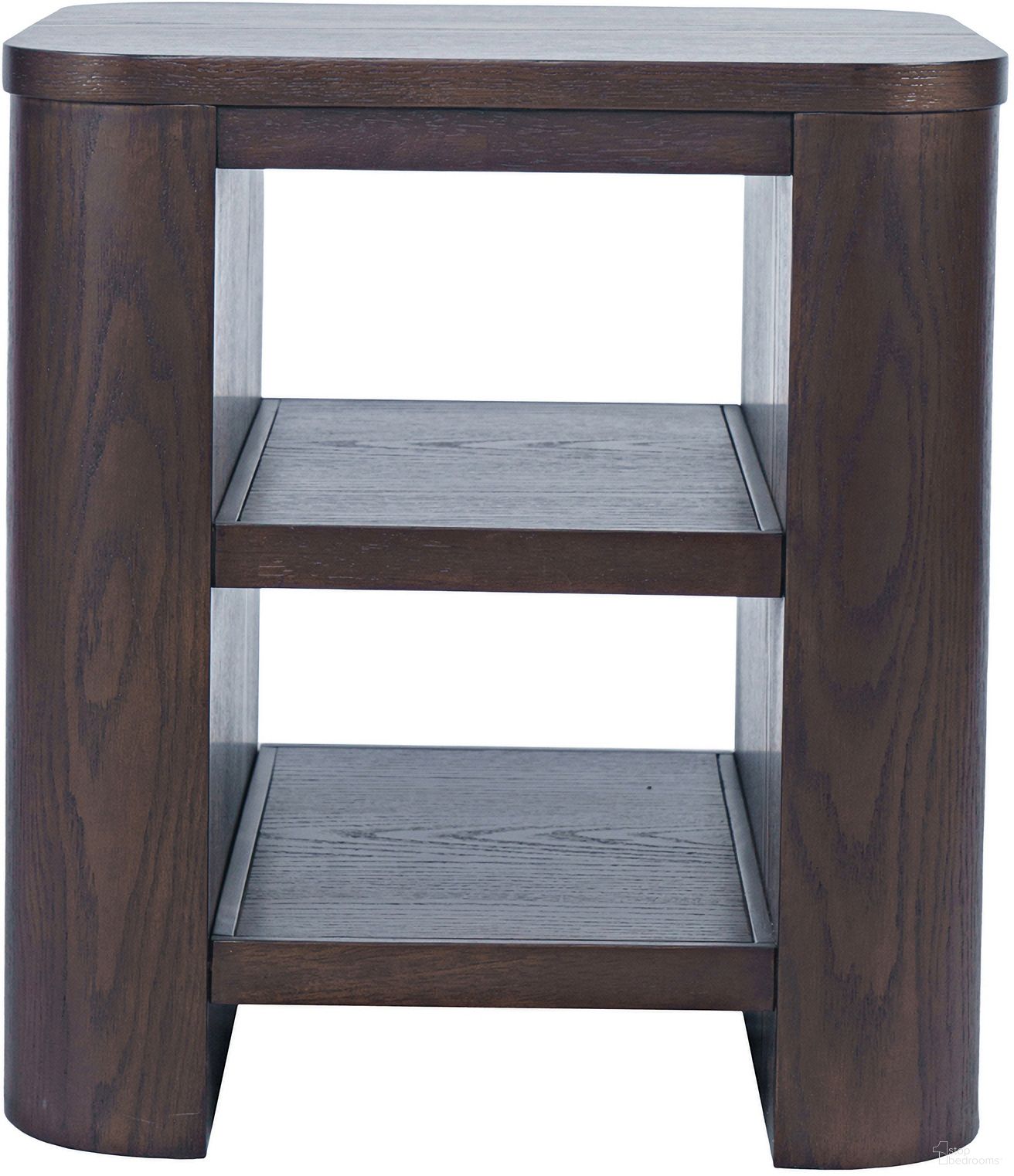 The appearance of Janzen End Table with Open Storage and Rounded Corners In Brown and Espresso designed by Jofran in the modern / contemporary interior design. This brown and espresso piece of furniture was selected by 1StopBedrooms from Janzen Collection to add a touch of cosiness and style into your home. Sku: 2535-3. Material: Rubberwood.