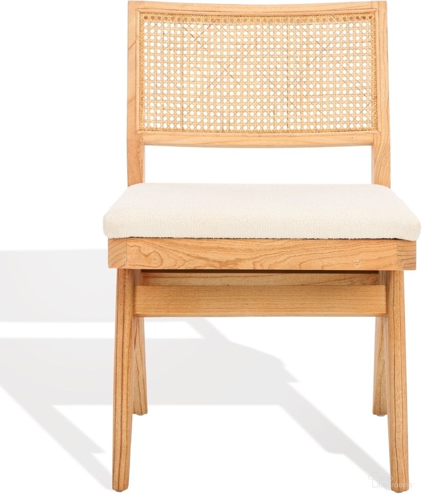 Jaqueline Rattan Back Chair In Beige and Natural