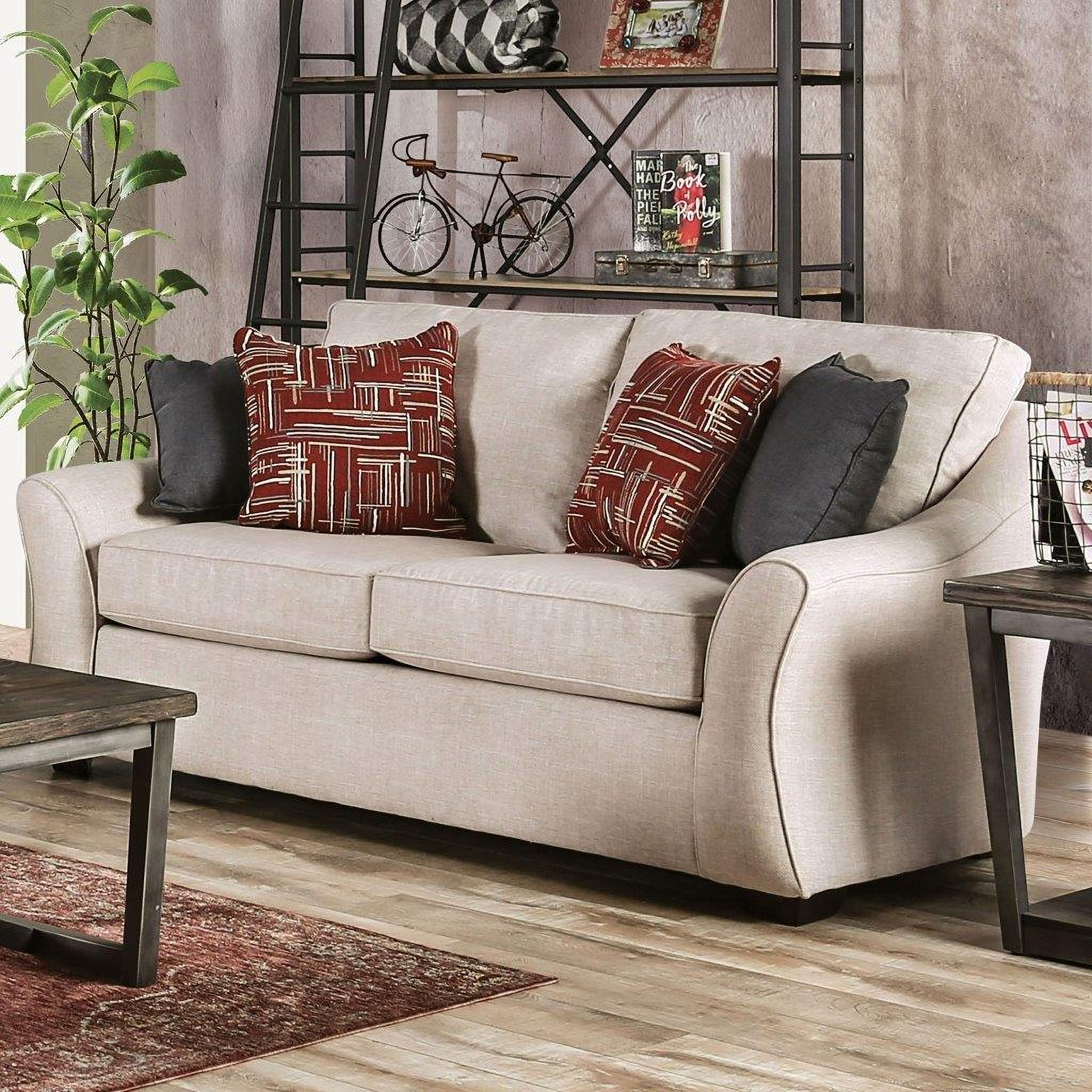The appearance of Jarrow Sofa In Ivory SM8003-LV designed by Furniture of America in the transitional interior design. This ivory piece of furniture was selected by 1StopBedrooms from Jarrow Collection to add a touch of cosiness and style into your home. Sku: SM8003-LV. Material: Linen.
