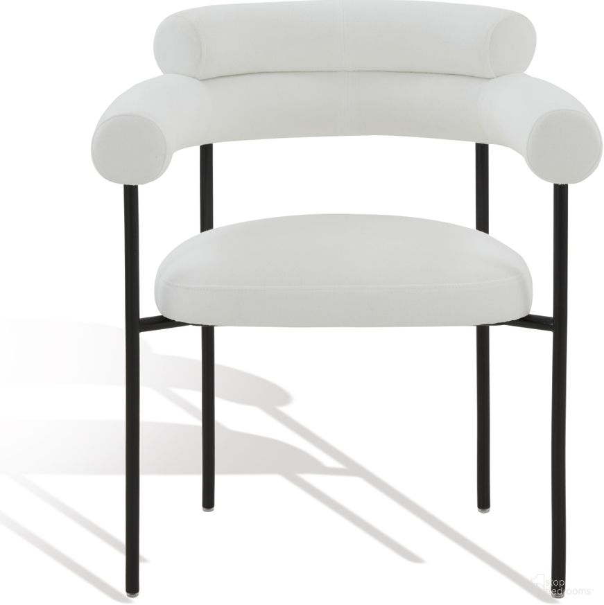 The appearance of Jaslene Curved Back Dining Chair In White and Black designed by Safavieh Couture in the modern / contemporary interior design. This white/black piece of furniture was selected by 1StopBedrooms from Jaslene Collection to add a touch of cosiness and style into your home. Sku: SFV4791A. Material: Wood. Chair Type: Arm Chair.