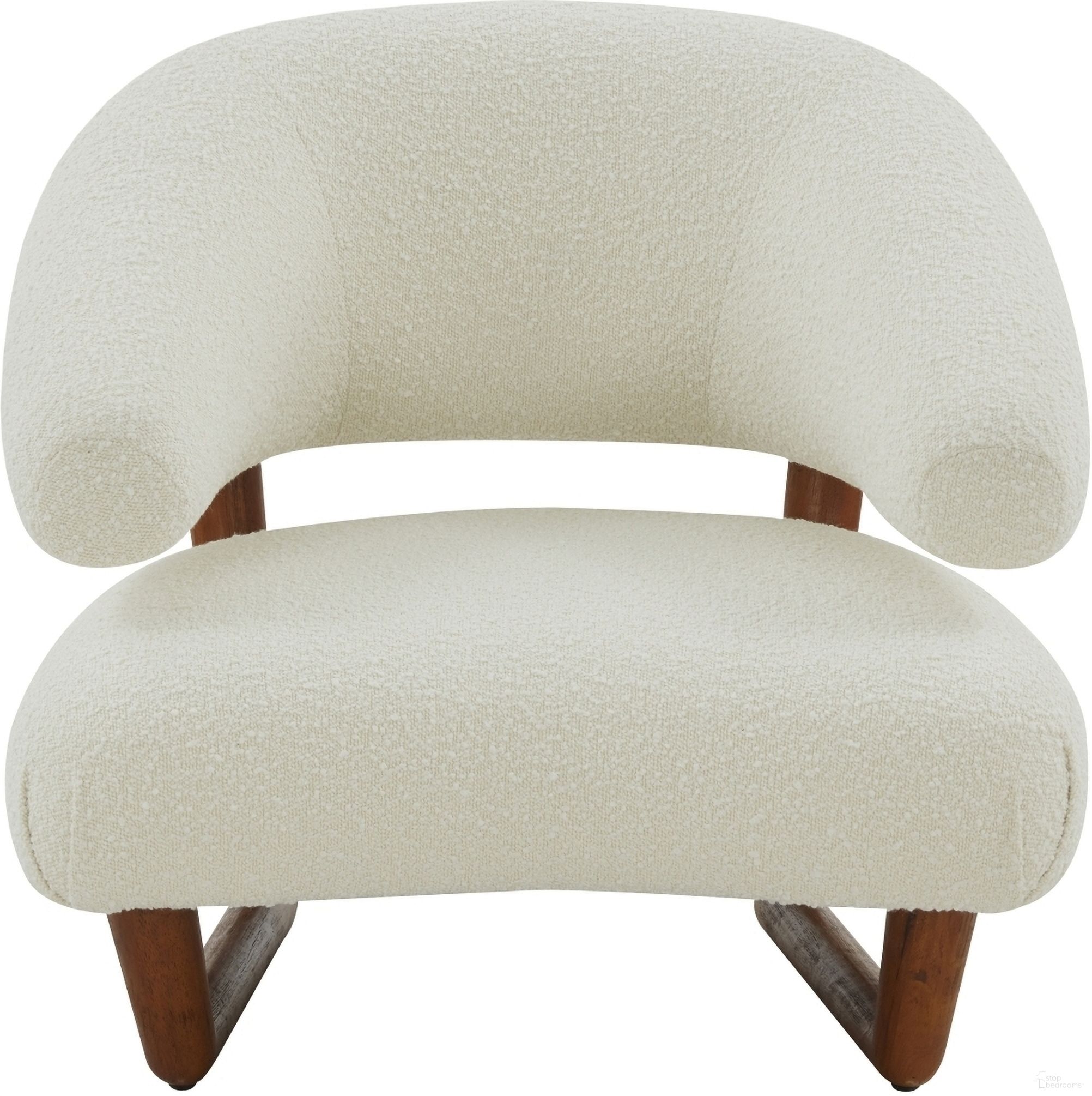 Jasmina Wooden Legs Accent Chair In Ivory and Brown
