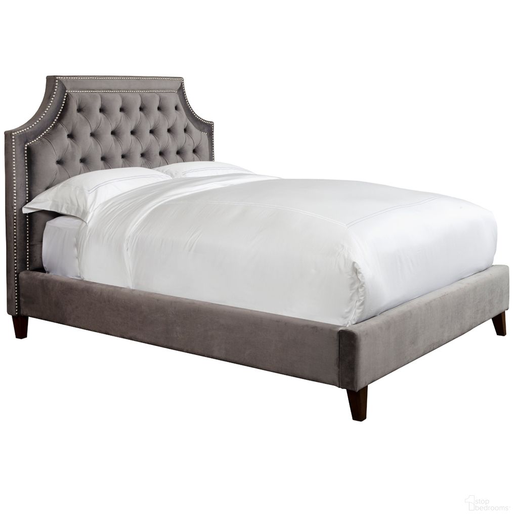 Jasmine Flannel Gray King Upholstered Panel Bed