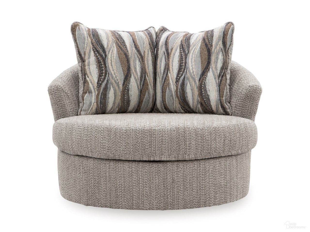 The appearance of Jasmine Grove Swivel Accent Chair In Fossil designed by Signature Design by Ashley in the modern / contemporary interior design. This fossil piece of furniture  was selected by 1StopBedrooms from Jasmine Grove Collection to add a touch of cosiness and style into your home. Sku: NC6960444. Material: Fabric.