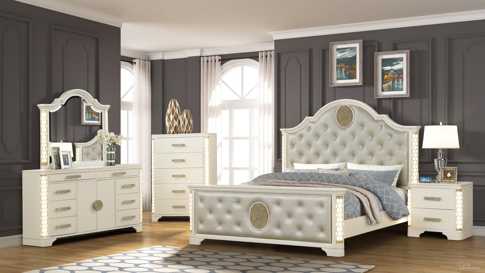 Jasmine Led Bedroom Set In Beige