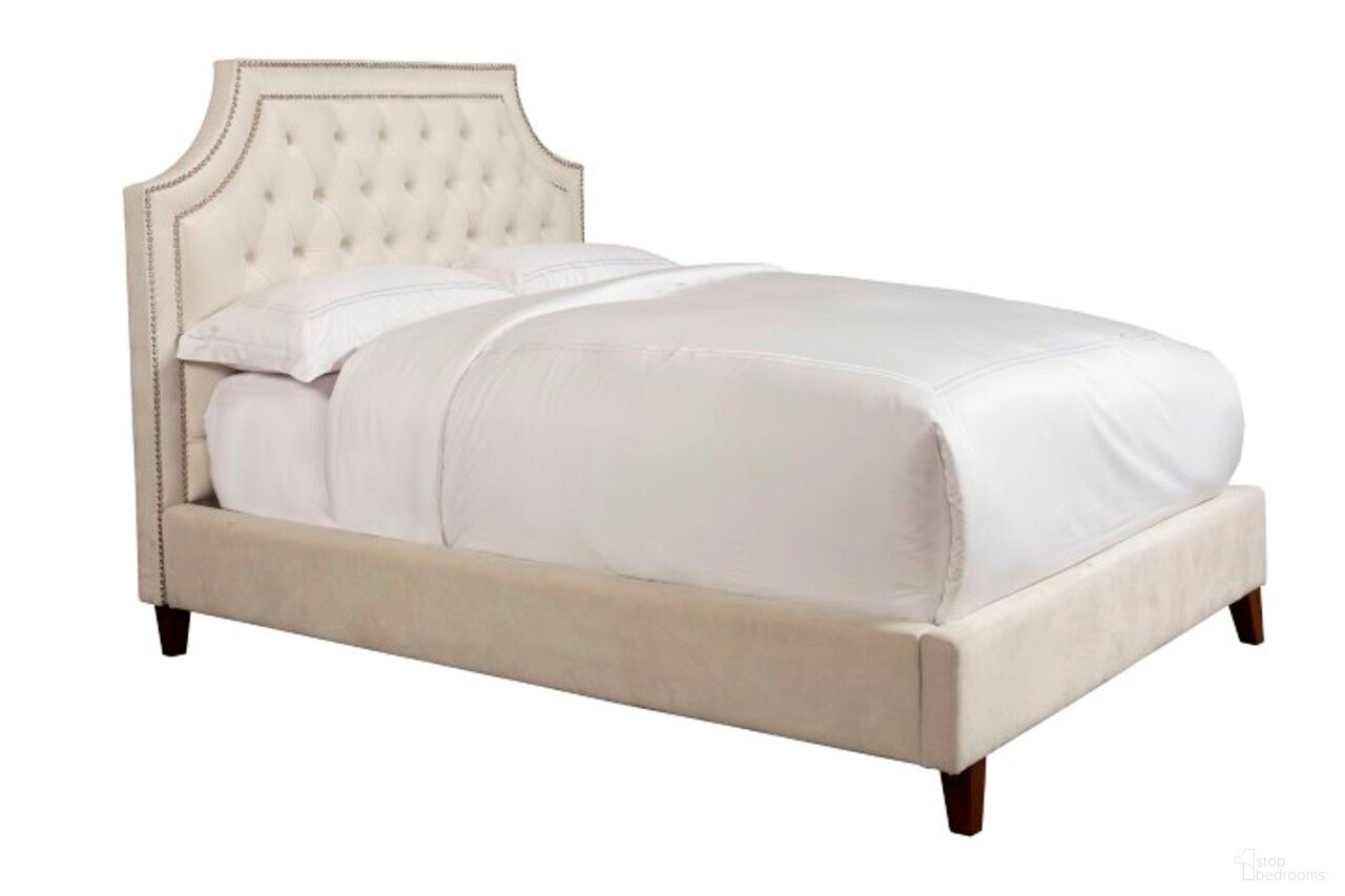 Jasmine Natural Champagne Queen Upholstered Panel Bed