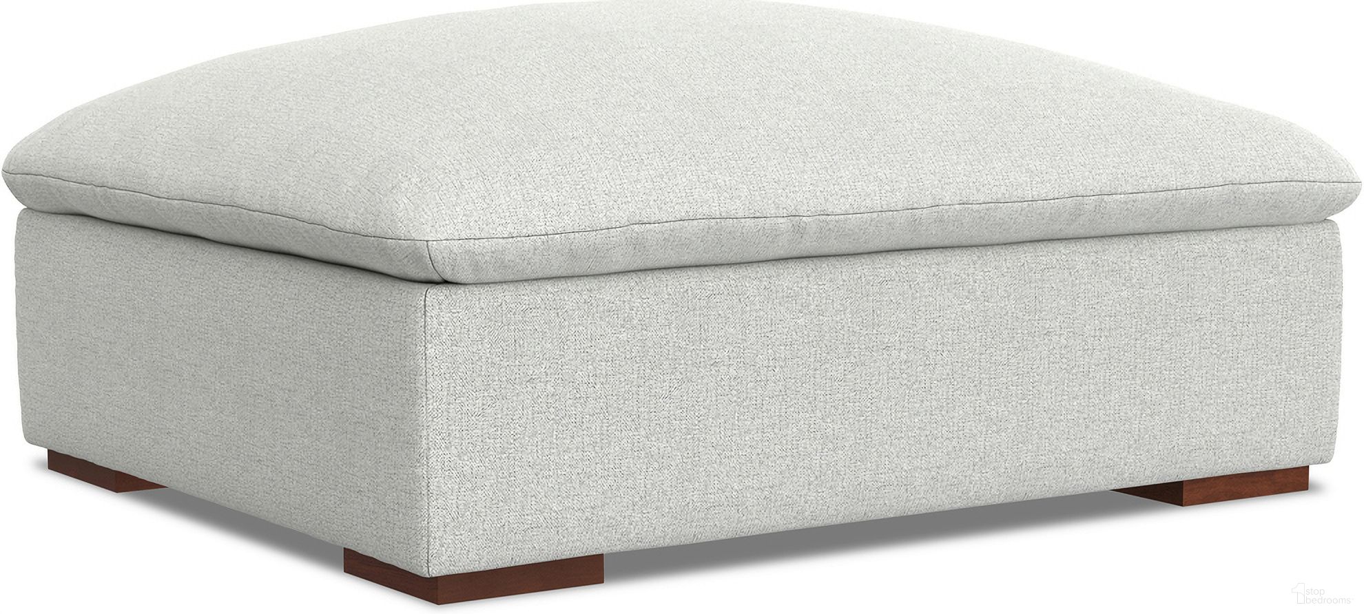 The appearance of Jasmine Performance Fabric Ottoman In Cloud Grey designed by Simpli Home in the modern / contemporary interior design. This cloud grey piece of furniture  was selected by 1StopBedrooms from Jasmine Collection to add a touch of cosiness and style into your home. Sku: AXCMODJASOTT-CG. Material: Plywood.