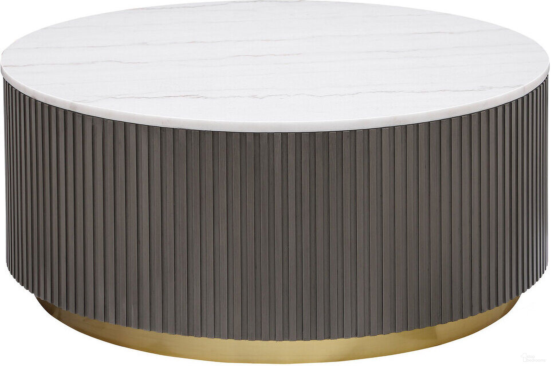 The appearance of Jason Round Marble Top Coffee Table In Charcoal and White designed by Coaster in the modern / contemporary interior design. This charcoal and white piece of furniture  was selected by 1StopBedrooms from Jason Collection to add a touch of cosiness and style into your home. Sku: 710418. Material: MDF.