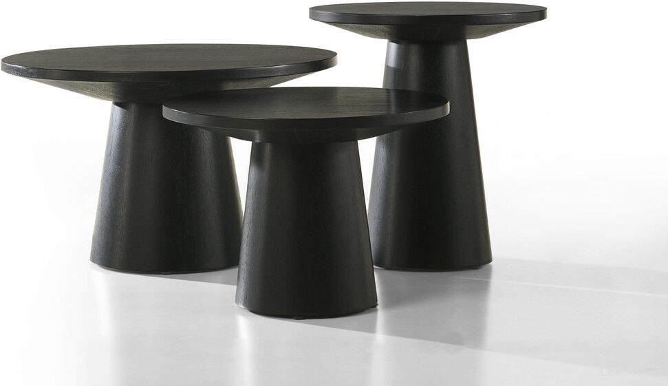The appearance of Jasper 3 Piece Coffee, End and Console Table Set In Ebony Black designed by Lilola Home in the modern / contemporary interior design. This ebony black piece of furniture  was selected by 1StopBedrooms from Jasper Collection to add a touch of cosiness and style into your home. Sku: 98044-TOP;98044-BASE;98045-TOP;98045-BASE;98046-TOP;98046-BASE. Material: Solid Wood.