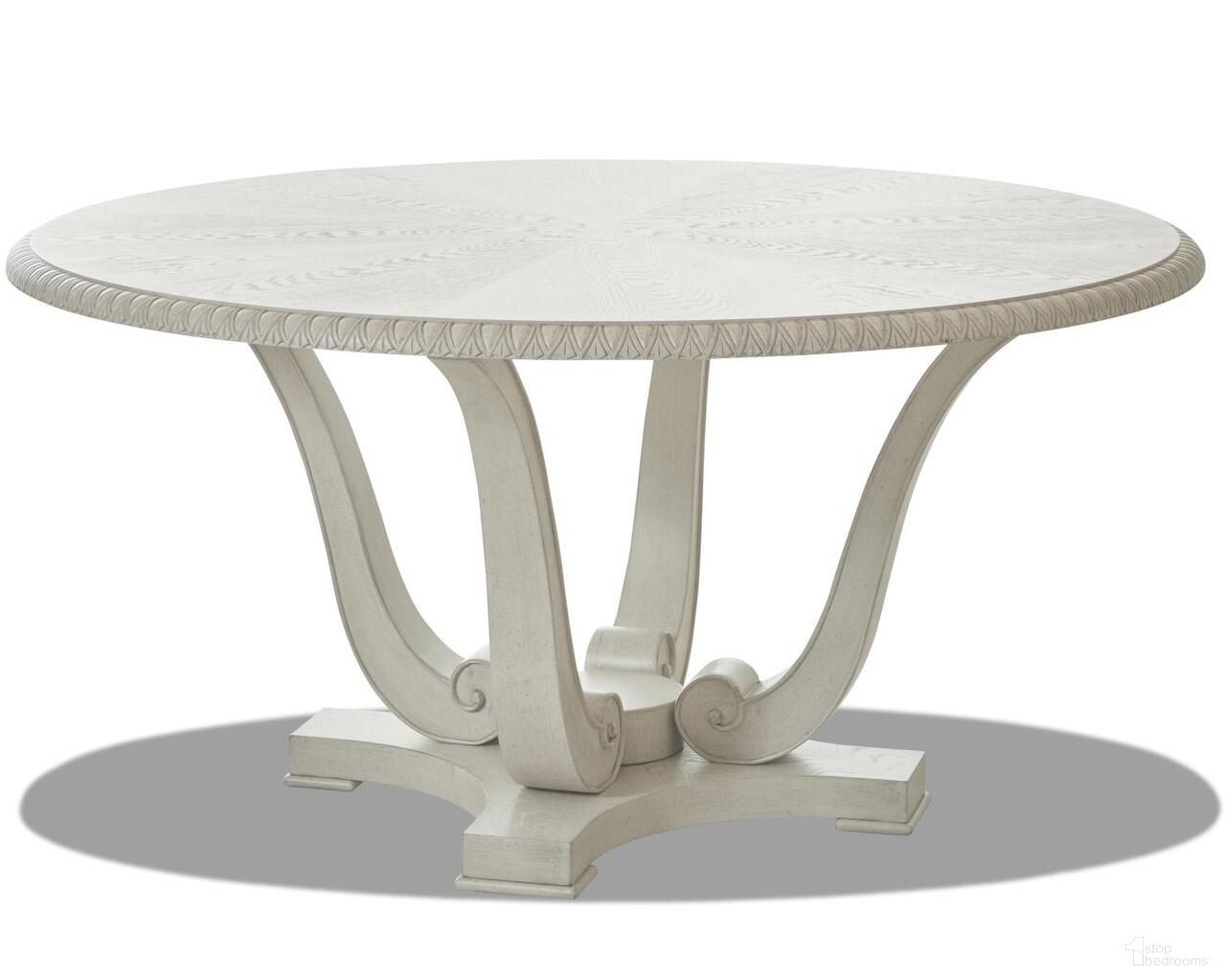 The appearance of Jasper County Dogwood Complete Round Table In Dogwood designed by Legacy Classic in the traditional interior design. This dogwood piece of furniture was selected by 1StopBedrooms from Jasper County Collection to add a touch of cosiness and style into your home. Sku: TY790-030T;TY790-030B. Table Base Style: Pedestal. Table Top Shape: Round. Size: 60". Material: Oak Veneer.