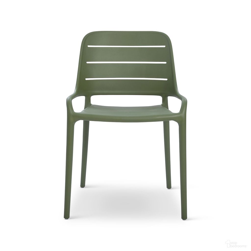 The appearance of Jasper Outdoor Stacking Chair Set of 4 In Green designed by Urbia in the modern / contemporary interior design. This green piece of furniture was selected by 1StopBedrooms from Jasper Collection to add a touch of cosiness and style into your home. Sku: CDH-JAS-SC-AGR-4CT. Material: Polypropylene.