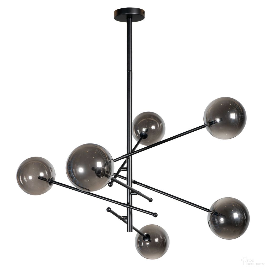 Javier 6 Light Metal and Glass Sputnik Chandelier In Black