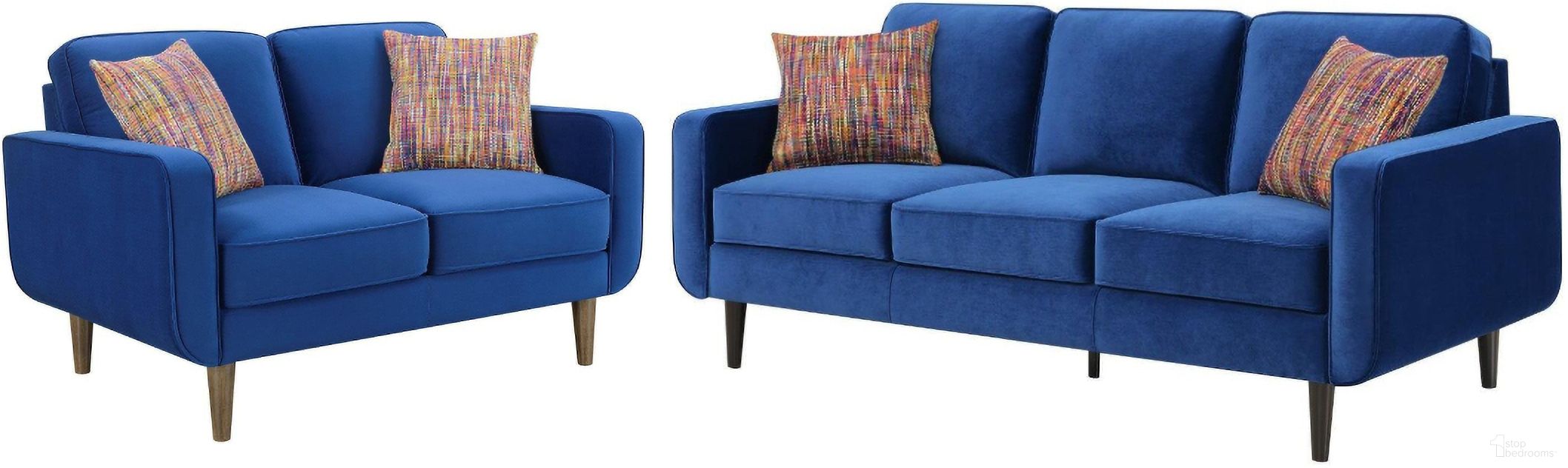 The appearance of Jax Living Room Set In Royal Blue designed by Emerald Home Furnishings in the modern / contemporary interior design. This royal blue piece of furniture  was selected by 1StopBedrooms from Jax Collection to add a touch of cosiness and style into your home. Sku: U3906-00-04A;U3906-01-04A. Material: Velvet.