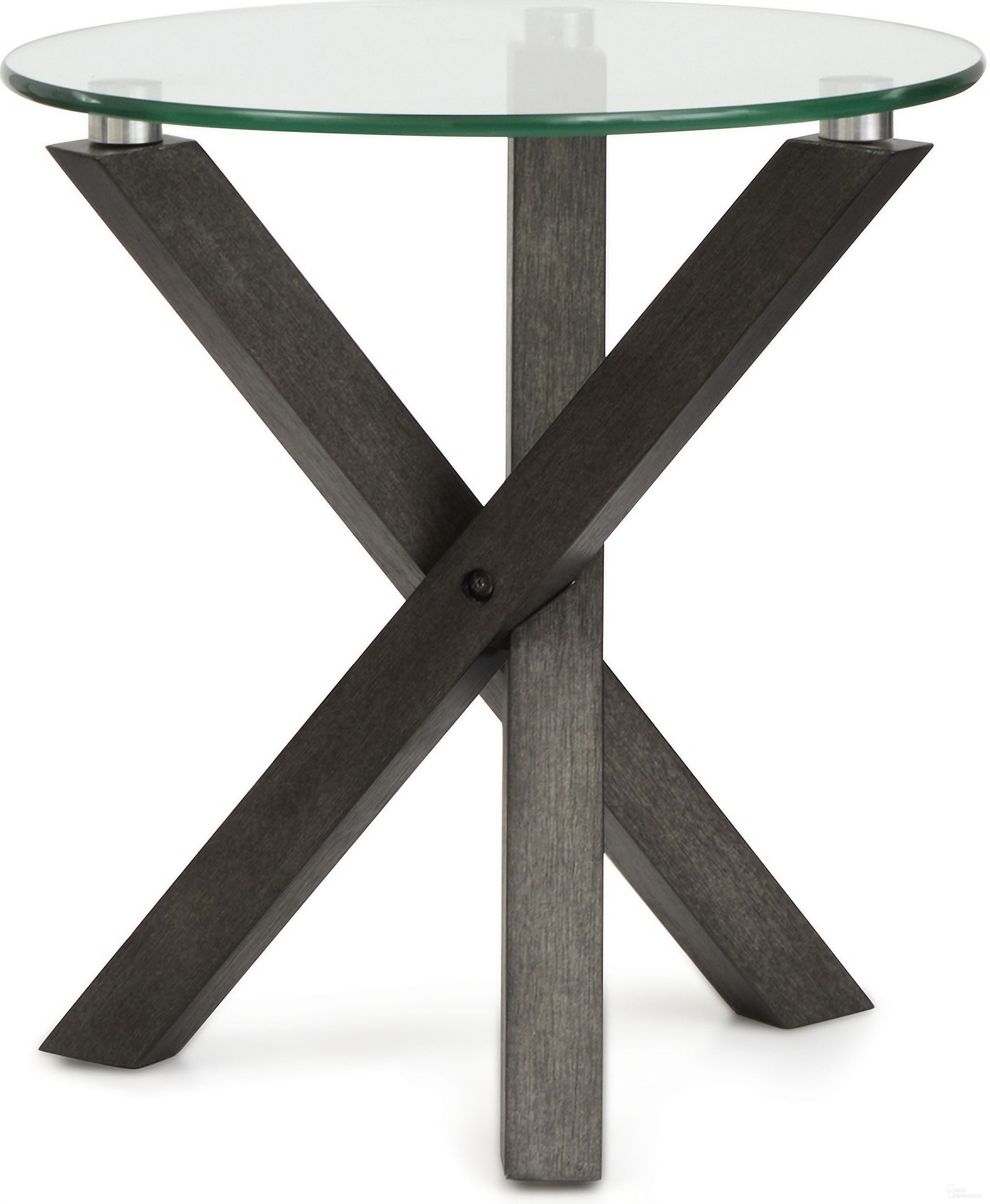Jax Round End Table In Carbon Shadow and Chrome