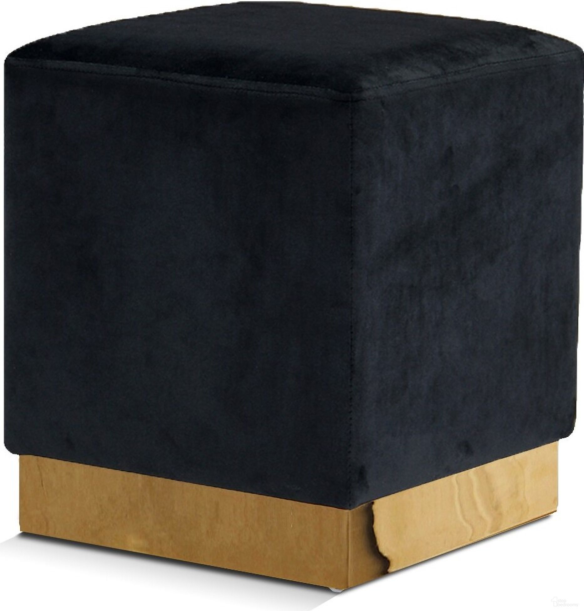 The appearance of Jax Velvet Ottoman/Stool In Black/Gold designed by Meridian in the modern / contemporary interior design. This black piece of furniture was selected by 1StopBedrooms from Jax Collection to add a touch of cosiness and style into your home. Sku: 134Black. Material: Velvet.