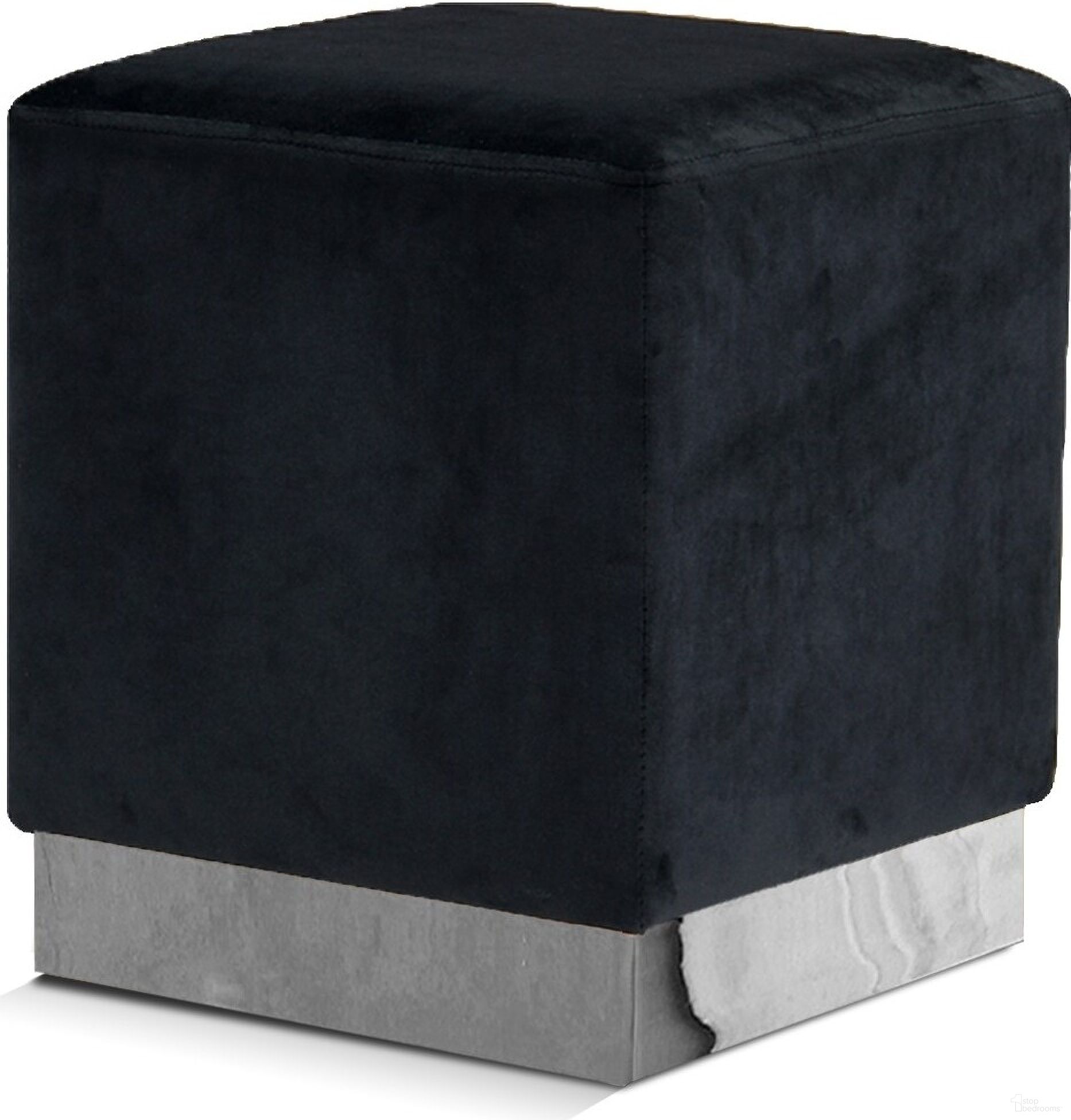 The appearance of Jax Velvet Ottoman/Stool In Black/Chrome designed by Meridian in the modern / contemporary interior design. This black piece of furniture was selected by 1StopBedrooms from Jax Collection to add a touch of cosiness and style into your home. Sku: 135Black. Material: Velvet.