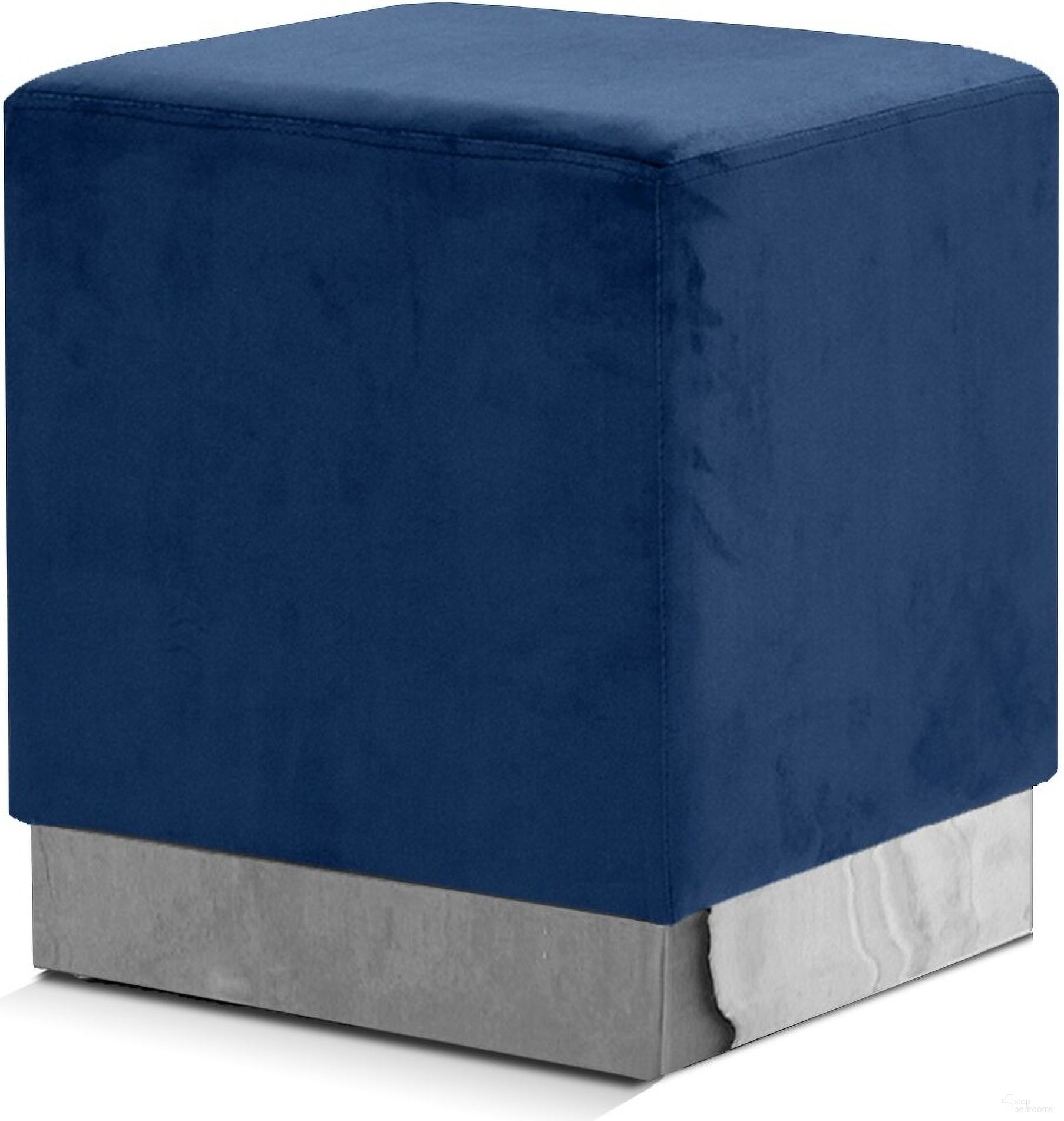 The appearance of Jax Velvet Ottoman and Stool In Navy and Chrome designed by Meridian in the modern / contemporary interior design. This navy piece of furniture was selected by 1StopBedrooms from Jax Collection to add a touch of cosiness and style into your home. Sku: 135Navy. Material: Velvet.