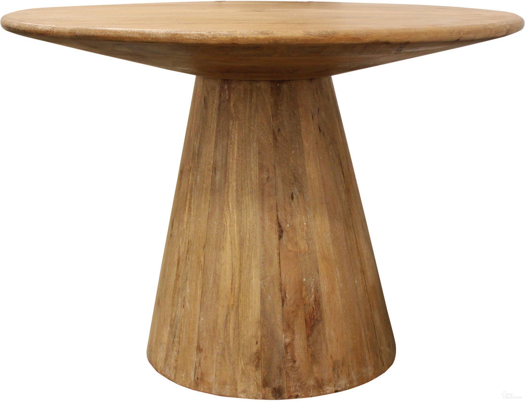 The appearance of Jaden Round Dining Table In Natural designed by Moti in the modern / contemporary interior design. This natural piece of furniture was selected by 1StopBedrooms from Jaden Collection to add a touch of cosiness and style into your home. Sku: 59002004. Table Base Style: Pedestal. Table Top Shape: Round. Material: Wood. Size: 42".