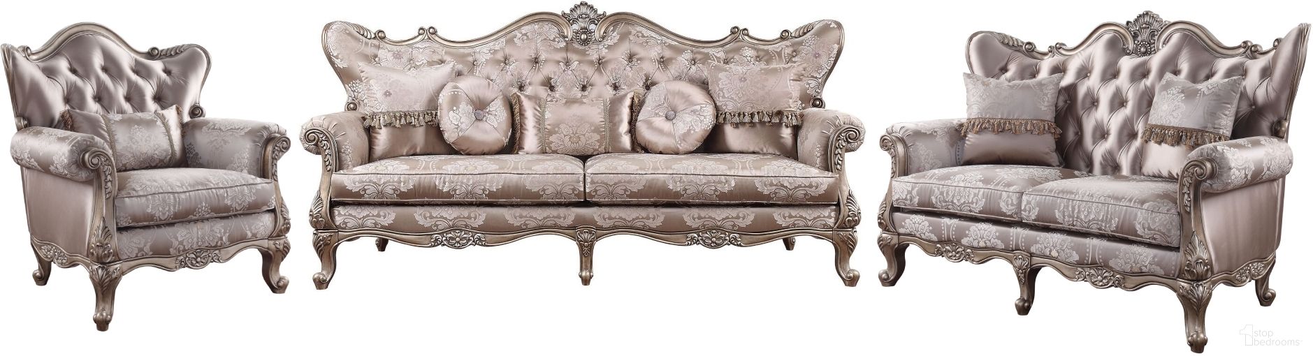 The appearance of Jayceon Living Room Set in Marble designed by ACME in the transitional interior design. This champagne piece of furniture  was selected by 1StopBedrooms from Jayceon Collection to add a touch of cosiness and style into your home. Sku: 54865;54866. Material: Upholstery.