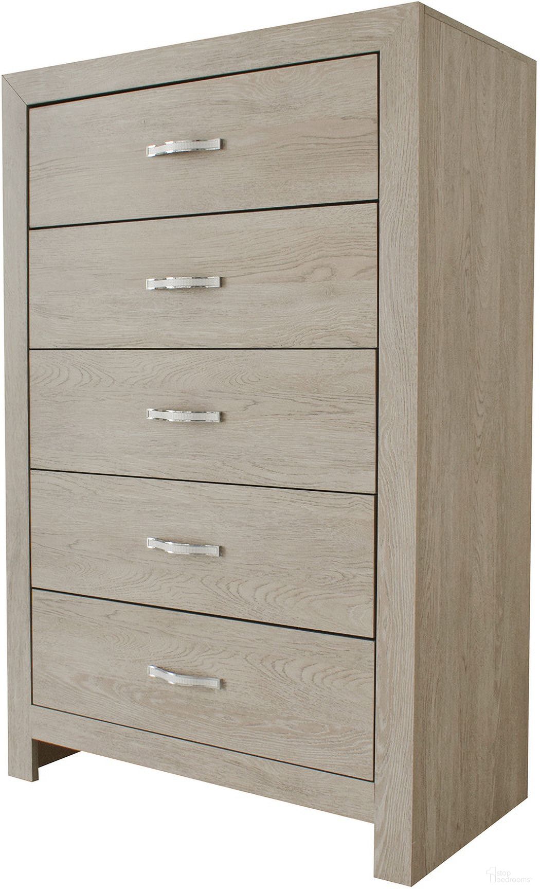 The appearance of Jaylen Chest In Limed Oak designed by Crown Mark in the modern / contemporary interior design. This limed oak piece of furniture  was selected by 1StopBedrooms from Jaylen Collection to add a touch of cosiness and style into your home. Sku: B9270-4. Material: Pb.