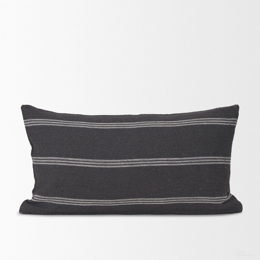 Jayme Striped Cotton Decorative Lumbar Pillow Cover In Gray