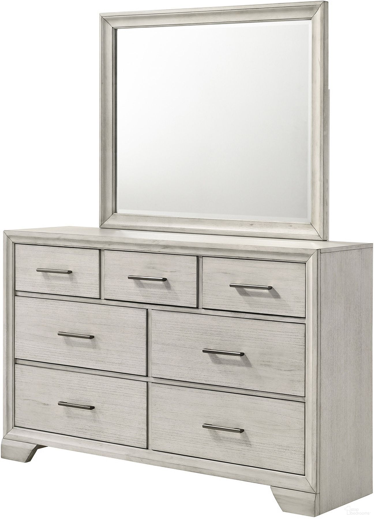 The appearance of Jaymes Dresser Mirror In White Mist designed by Crown Mark in the transitional interior design. This white mist piece of furniture  was selected by 1StopBedrooms from Jaymes Collection to add a touch of cosiness and style into your home. Sku: B6582-11. Material: MDF.