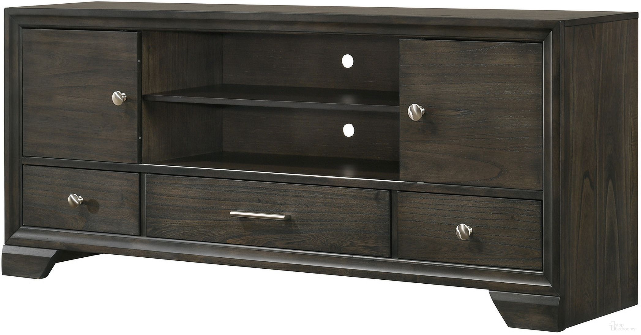 The appearance of Jaymes TV Stand In Gray designed by Crown Mark in the transitional interior design. This gray piece of furniture  was selected by 1StopBedrooms from Jaymes Collection to add a touch of cosiness and style into your home. Sku: B6580-7. Material: MDF.