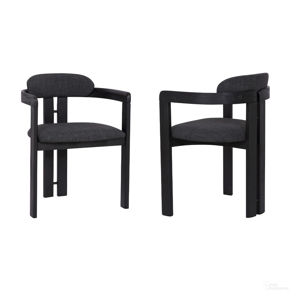 The appearance of Jazmin Contemporary Dining Chair Set of 2 In Black Brushed Wood Finish and Charcoal Fabric designed by Armen Living in the modern / contemporary interior design. This charcoal piece of furniture was selected by 1StopBedrooms from Jazmin Collection to add a touch of cosiness and style into your home. Sku: LCJZCHCHBL. Material: Fabric. Chair Type: Arm Chair.