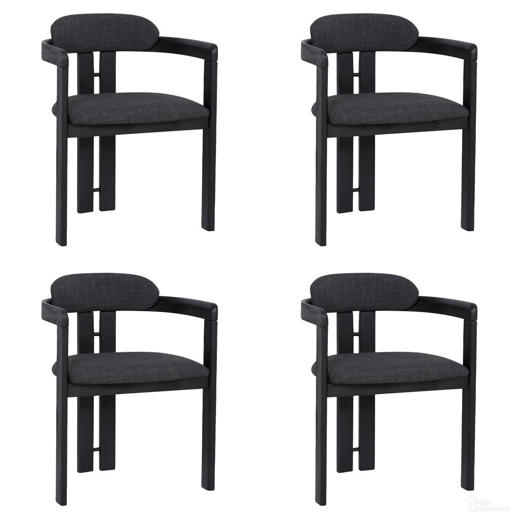The appearance of Jazmin Dining Chair Set of 4 In Black and Charcoal designed by Armen Living in the modern / contemporary interior design. This charcoal and black piece of furniture was selected by 1StopBedrooms from Jazmin Collection to add a touch of cosiness and style into your home. Sku: LCJZCHCHBL;LCJZCHCHBL. Material: Fabric. Chair Type: Arm Chair.