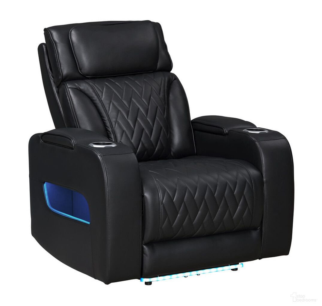 Jazz 37 Inch Leather Aire Transformer Power Reclining Chair In Black