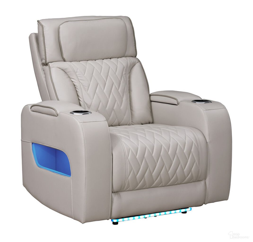 The appearance of Jazz 37 Inch Leather Aire Transformer Power Reclining Chair In Ice designed by Lilola Home in the modern / contemporary interior design. This ice piece of furniture was selected by 1StopBedrooms from Jazz Collection to add a touch of cosiness and style into your home. Sku: 81641-C. Material: Wood.