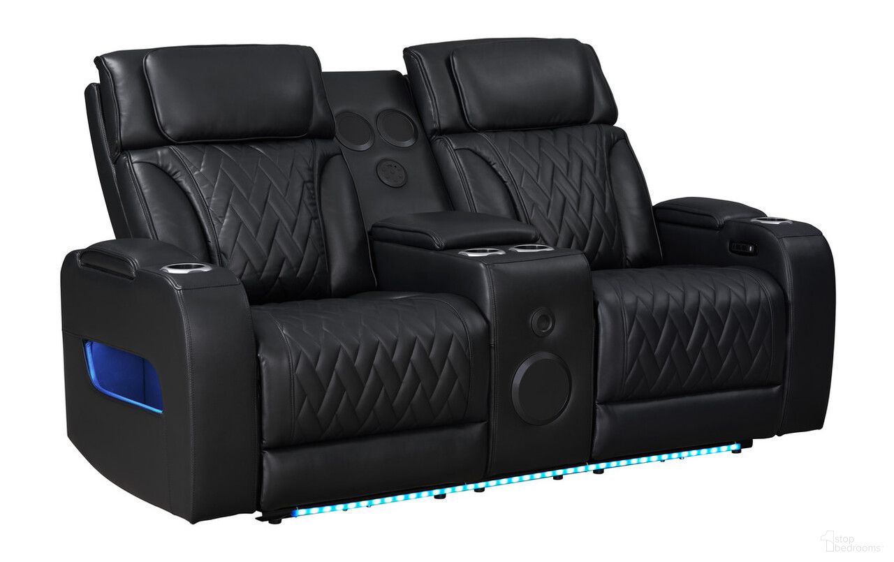 The appearance of Jazz 74 Inch Leather Aire Transformer Power Reclining Loveseat In Black designed by Lilola Home in the modern / contemporary interior design. This black piece of furniture was selected by 1StopBedrooms from Jazz Collection to add a touch of cosiness and style into your home. Sku: 81640-L. Material: Wood.