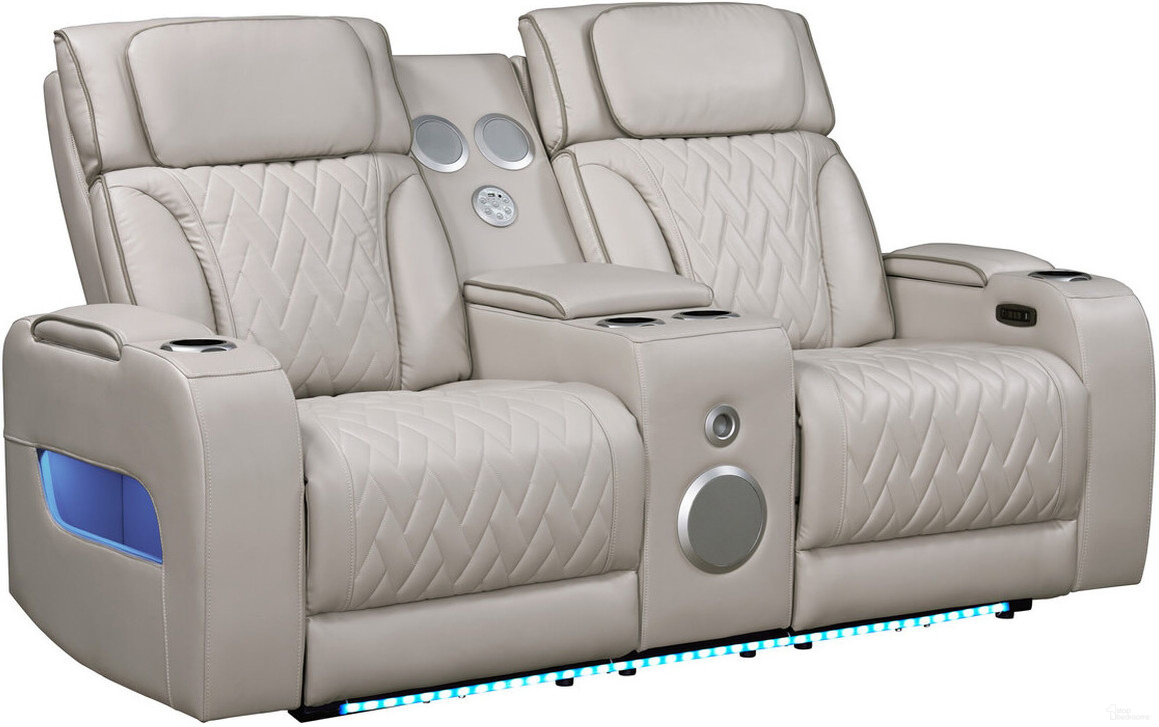 The appearance of Jazz 74 Inch Leather Aire Transformer Power Reclining Loveseat In Ice designed by Lilola Home in the modern / contemporary interior design. This ice piece of furniture was selected by 1StopBedrooms from Jazz Collection to add a touch of cosiness and style into your home. Sku: 81641-L. Material: Wood.