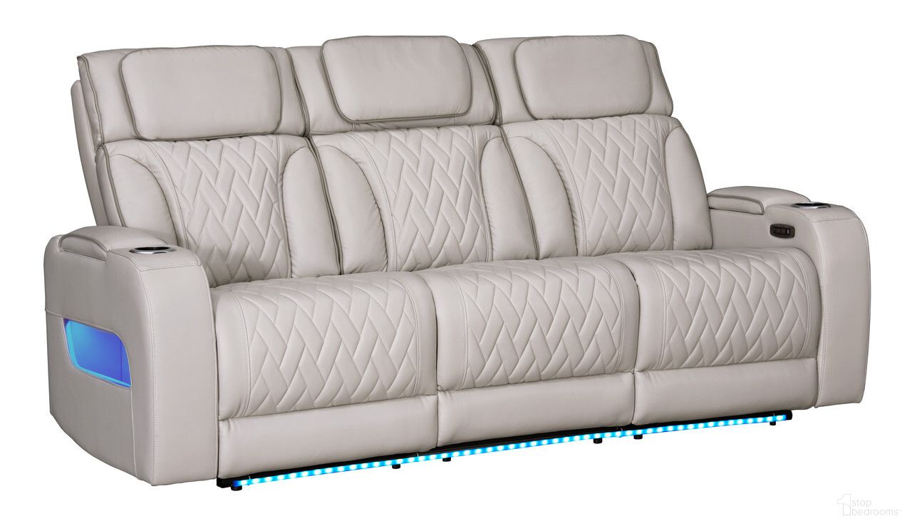 The appearance of Jazz 84 Inch Leather Aire Transformer Power Reclining Sofa In Ice designed by Lilola Home in the modern / contemporary interior design. This ice piece of furniture was selected by 1StopBedrooms from Jazz Collection to add a touch of cosiness and style into your home. Sku: 81641-S. Material: Wood.