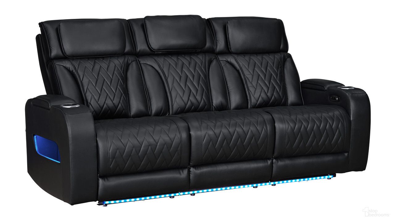 The appearance of Jazz Leather Aire Transformer Power Reclining Sofa and Loveseat Living Room Set In Black designed by Lilola Home in the modern / contemporary interior design. This black piece of furniture was selected by 1StopBedrooms from Jazz Collection to add a touch of cosiness and style into your home. Sku: 81640-L;81640-S. Material: Wood.