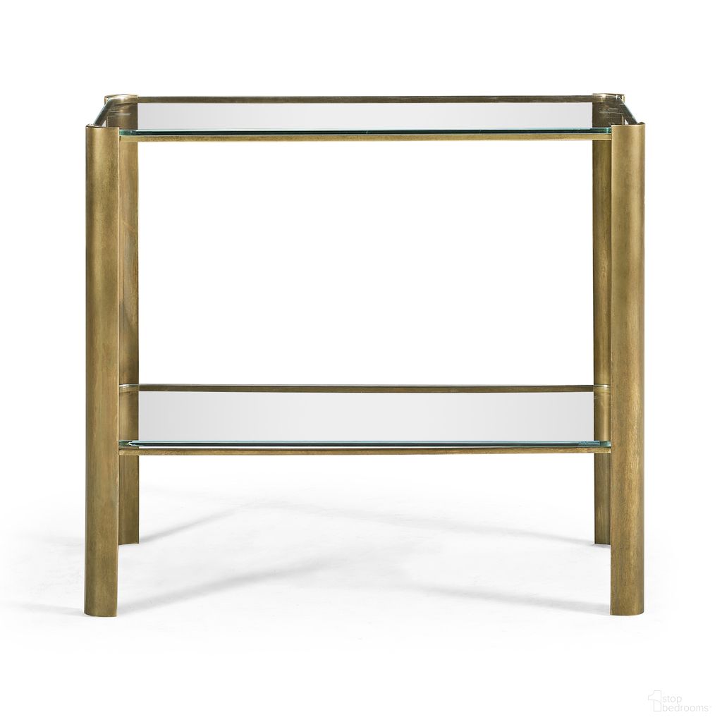 The appearance of JC Modern Brass and Glass End Table In Light Antique Brass designed by Jonathan Charles in the modern / contemporary interior design. This light antique brass piece of furniture  was selected by 1StopBedrooms from JC Modern Collection to add a touch of cosiness and style into your home. Sku: 494975-LAB. Material: Brass.