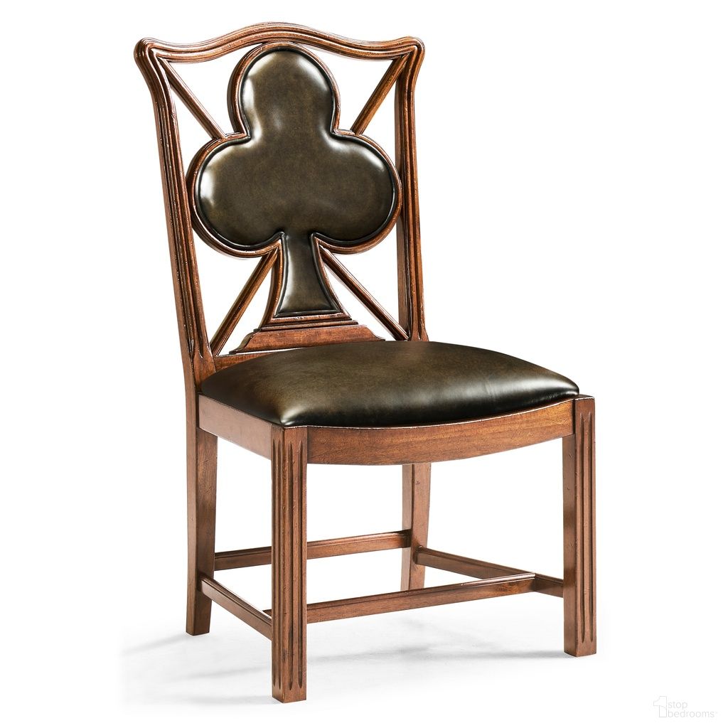 JC Traditional Playing Card "Club" Side Chair In Medium Walnut