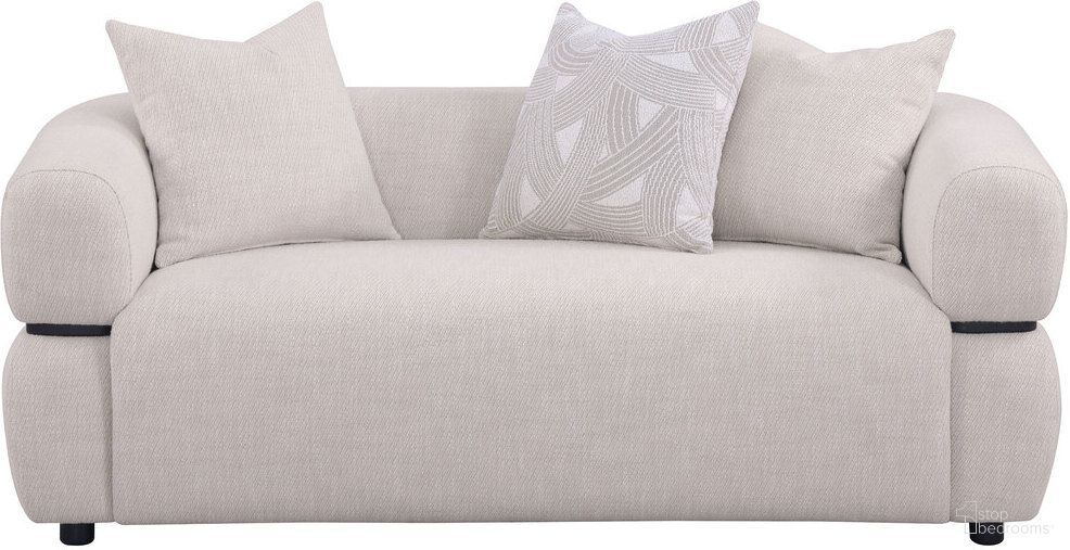 The appearance of Jeanette 73-Inch Fabric Upholstered Round Arm Loveseat In Beige designed by Coaster in the modern / contemporary interior design. This beige piece of furniture was selected by 1StopBedrooms from Jeanette Collection to add a touch of cosiness and style into your home. Sku: 508962. Material: Fabric.