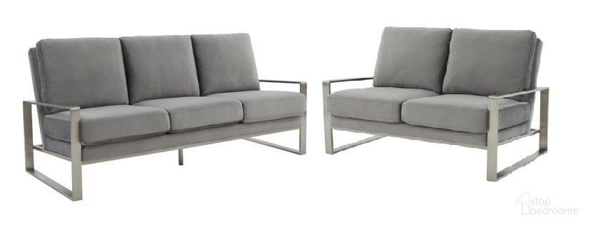 The appearance of Jefferson Contemporary Modern Design Velvet Living Room Set With Silver Frame In Light Grey designed by LeisureMod in the modern / contemporary interior design. This light grey piece of furniture was selected by 1StopBedrooms from Jefferson Collection to add a touch of cosiness and style into your home. Sku: JAS77LGR;JAS53LGR. Material: Stainless Steel.