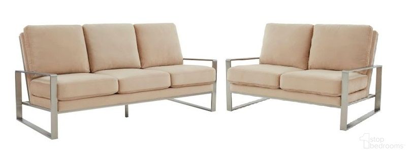 The appearance of Jefferson Contemporary Modern Velvet Living Room Set With Silver Frame In Beige designed by LeisureMod in the modern / contemporary interior design. This beige piece of furniture was selected by 1StopBedrooms from Jefferson Collection to add a touch of cosiness and style into your home. Sku: JAS77BG;JAS53BG. Material: Stainless Steel.