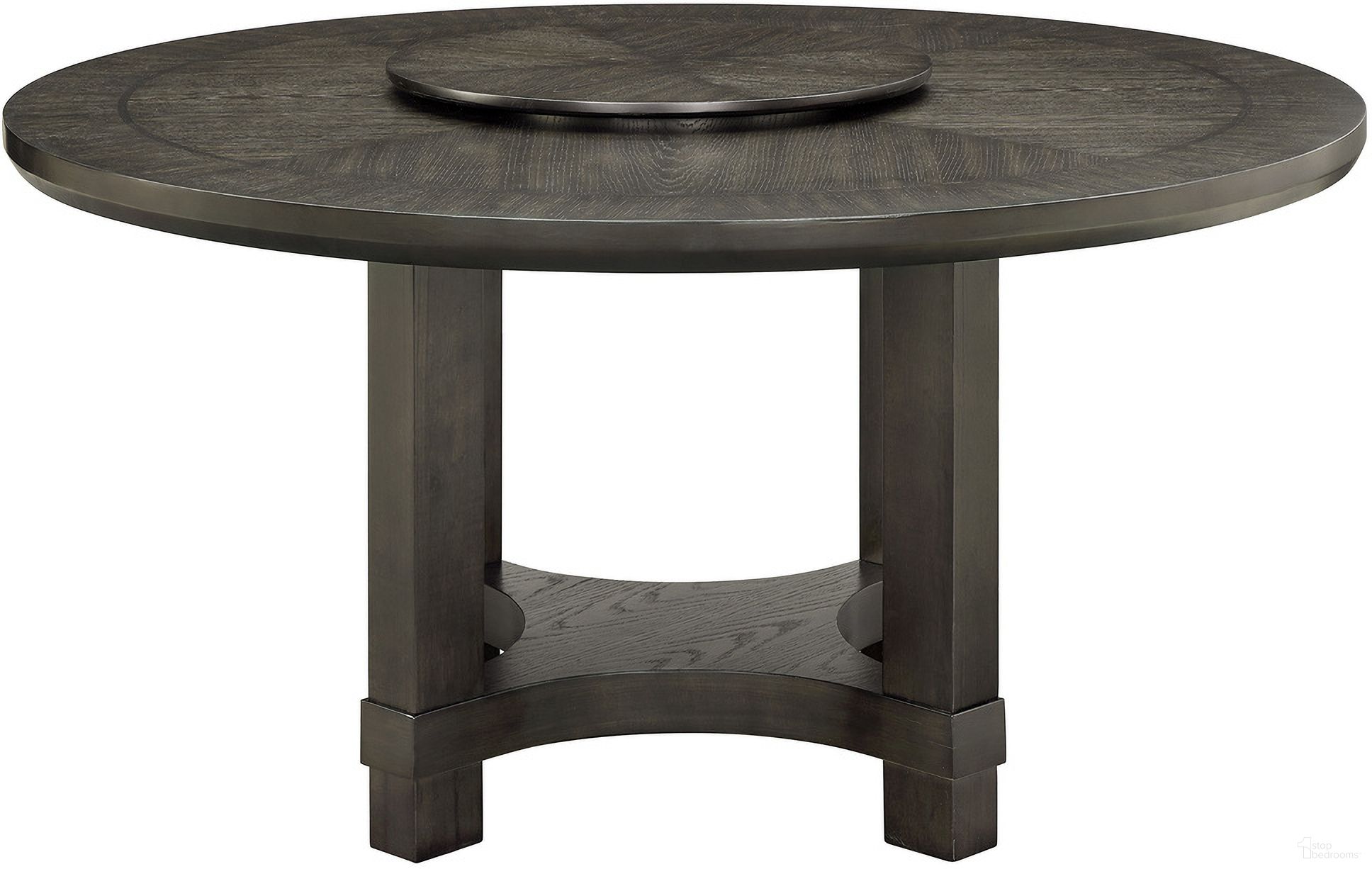 The appearance of Jeffries Round Table with Lazy Susan In Espresso designed by Crown Mark in the transitional interior design. This espresso piece of furniture  was selected by 1StopBedrooms from Jeffries Collection to add a touch of cosiness and style into your home. Sku: 2070T-60. Table Base Style: Trestle. Table Top Shape: Round. Material: Wood. Size: 60".