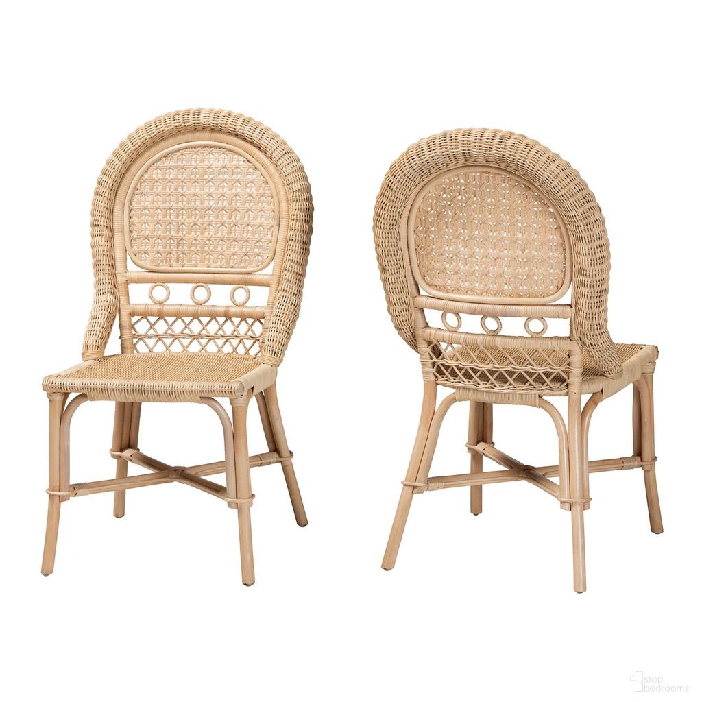 Jelita Rattan Dining Chair Set of 2 In Natural Brown by Baxton Studio