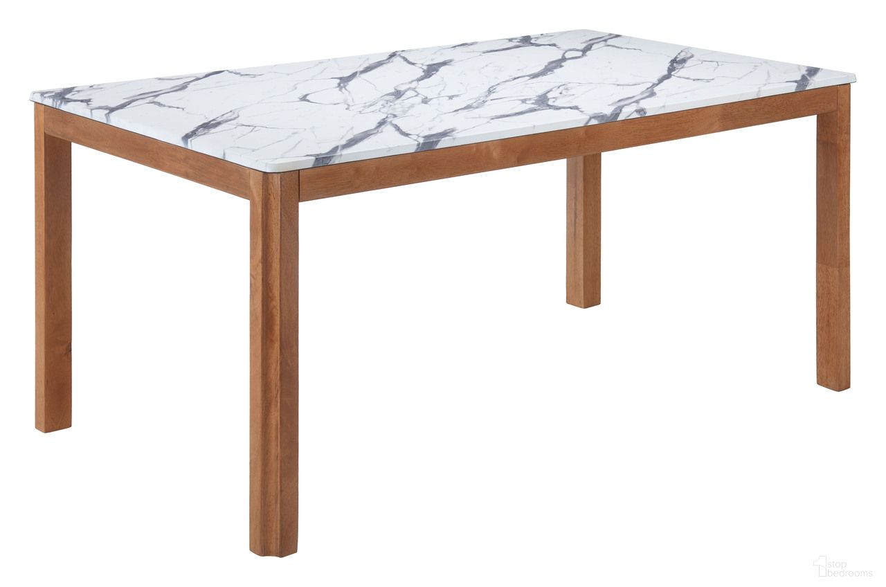 The appearance of Jemy Dining Table In White designed by Zuo Modern in the modern / contemporary interior design. This white piece of furniture  was selected by 1StopBedrooms from Jemy Collection to add a touch of cosiness and style into your home. Sku: 110588. Table Base Style: Legs. Table Top Shape: Rectangular. Material: Rubberwood. Size: 35" x 63".