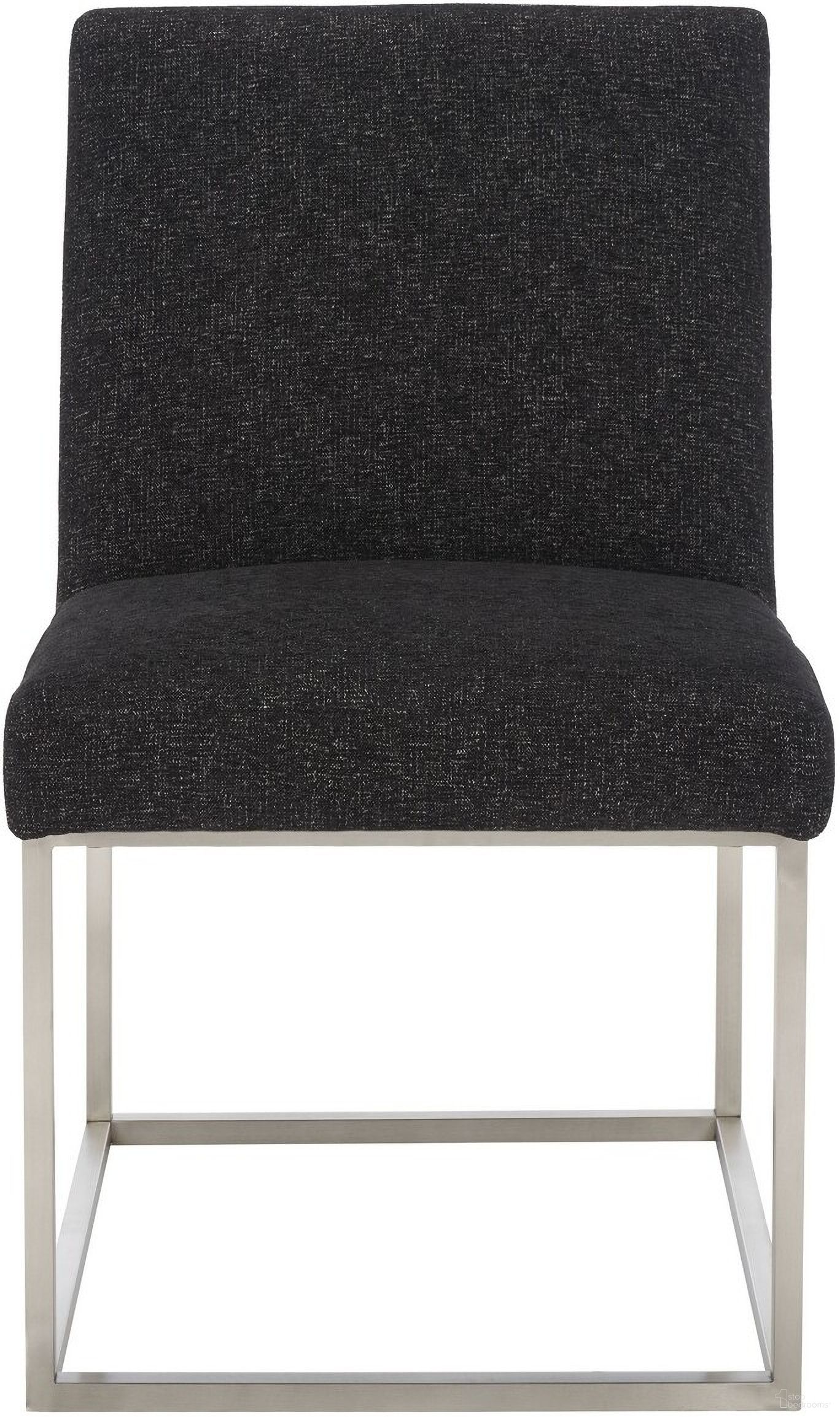 Jenette Linen Fabric Dining Chair In Black/Silver