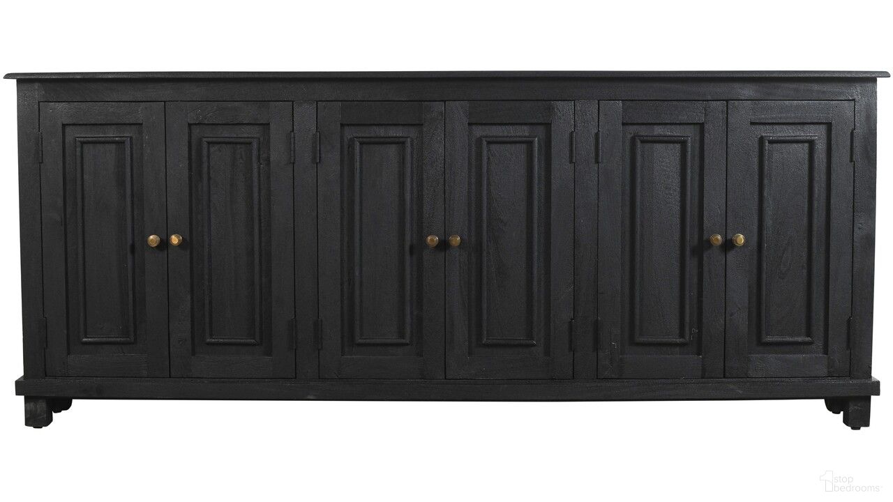 The appearance of Jenna 6-Door Sideboard In Charcoal Gray designed by Moti in the country / farmhouse interior design. This charcoal gray piece of furniture was selected by 1StopBedrooms from Jenna Collection to add a touch of cosiness and style into your home. Sku: 99109025. Material: Mango Wood.
