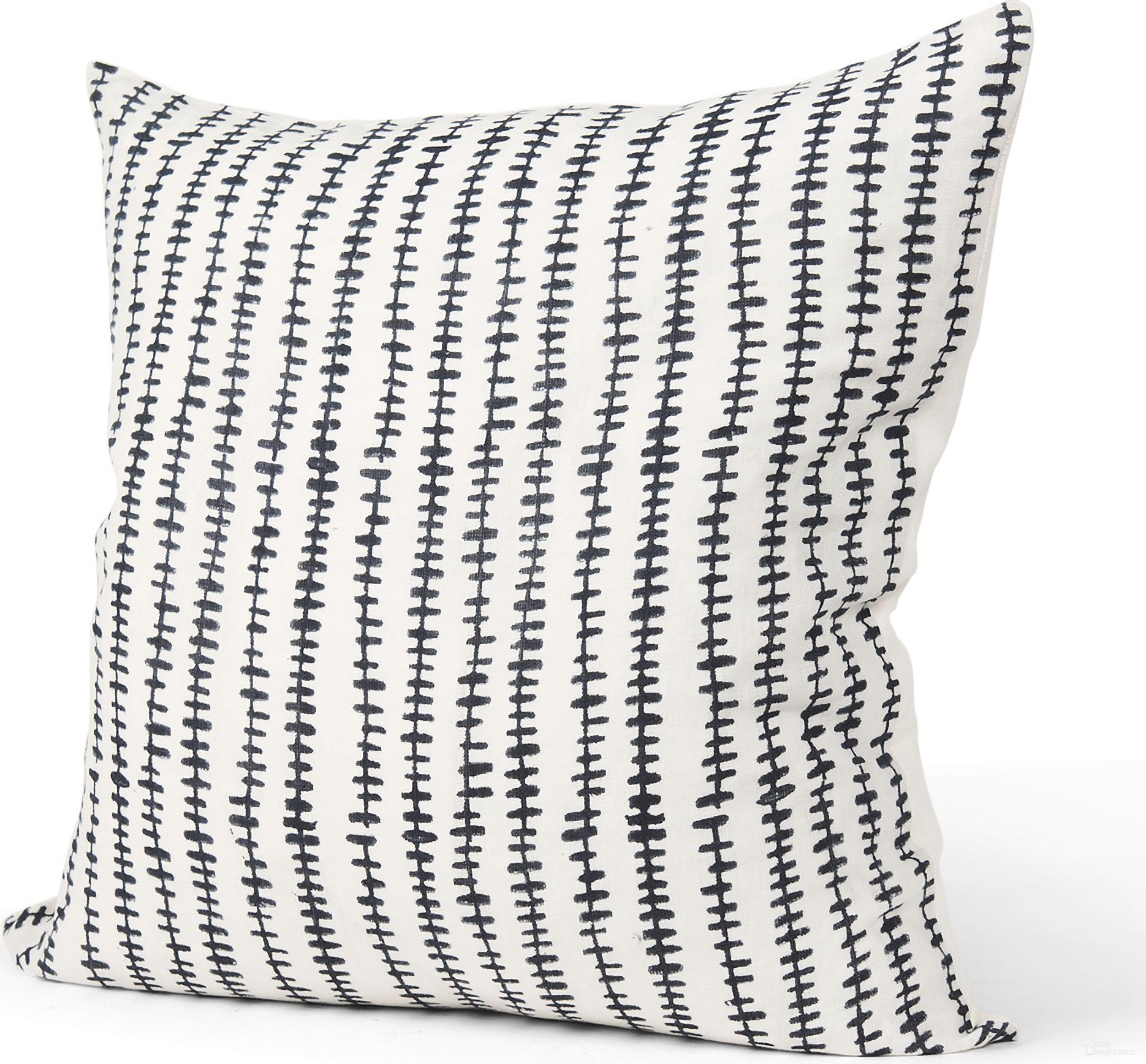Jenna Black Print Linen Square Decorative Pillow Cover In Cream